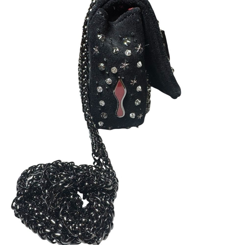 CHRISTIAN LOUBOUTIN Black Suede Sweet Charity Embellished Crossbody Evening Bag - Picture 9 of 15